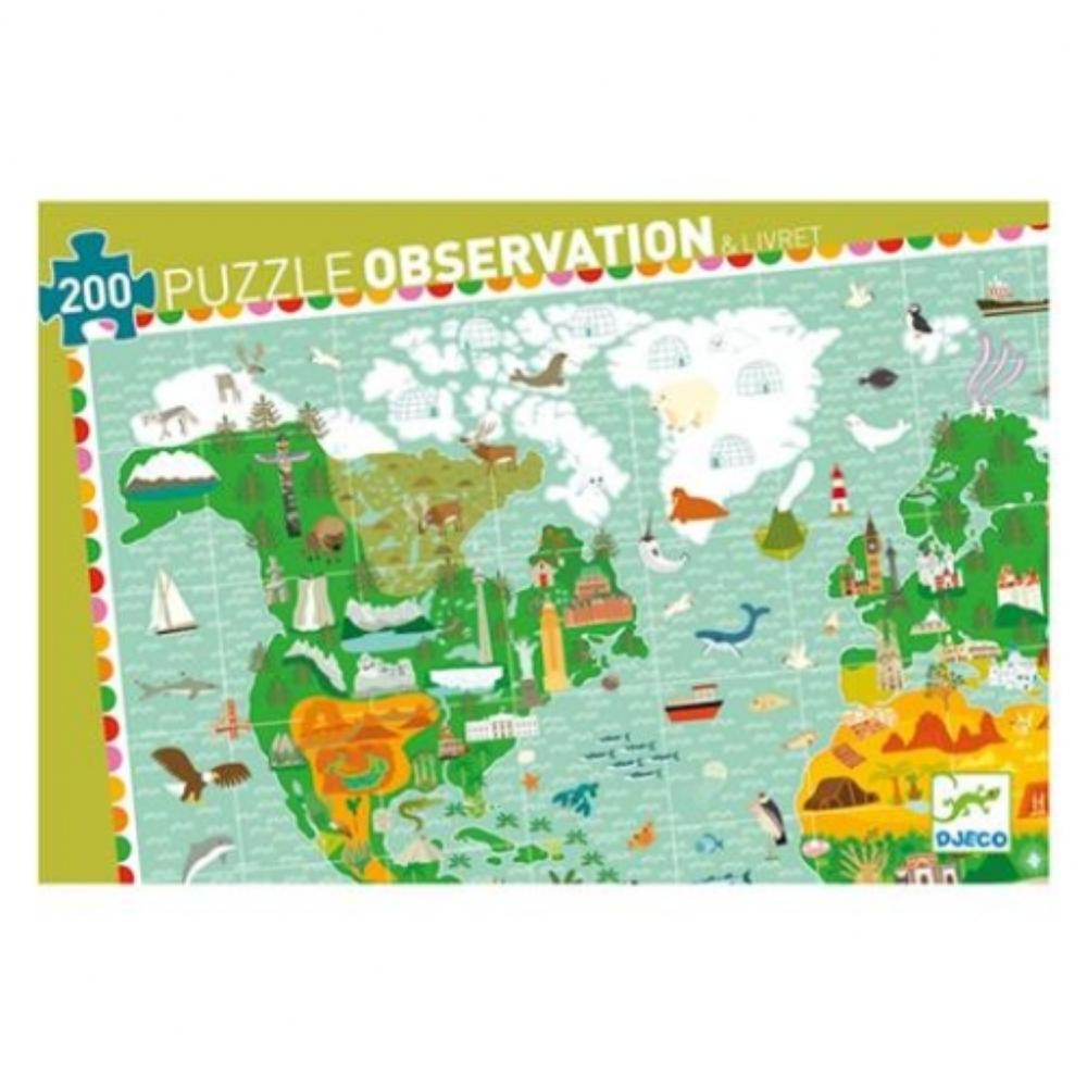 Djeco Puzzle 200 Pz d'osservazione Il giro del mondo