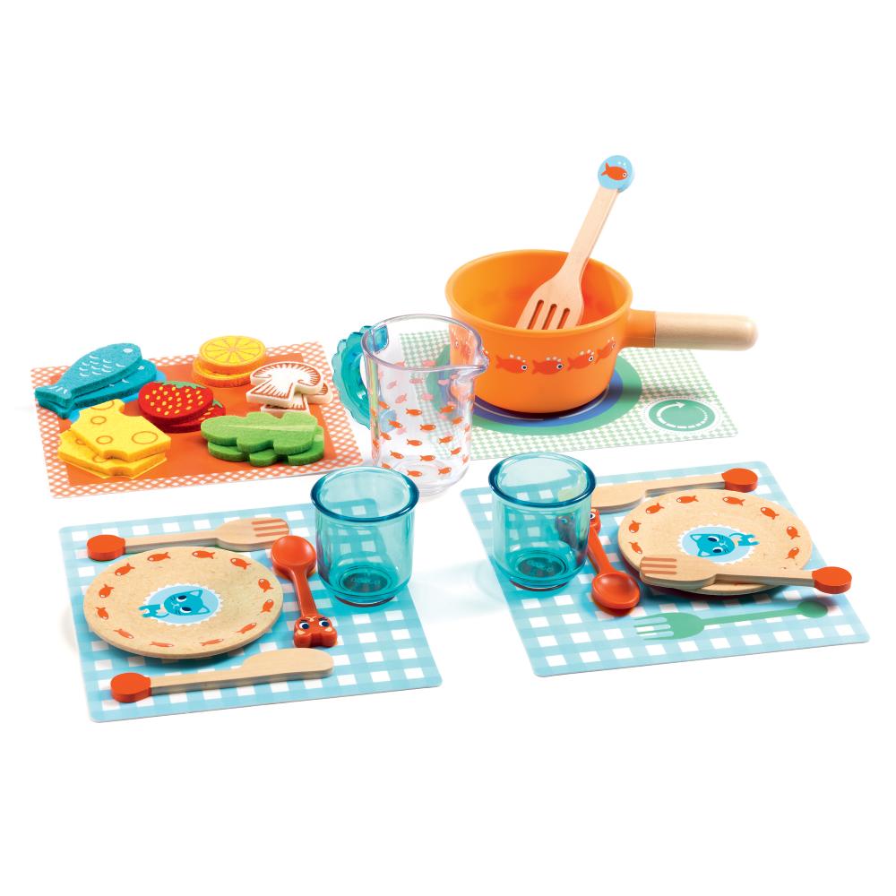 Djeco Dinner Time Kittens, Set Pranzo 29 Accessori