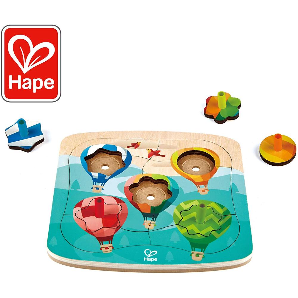 Hape Puzzle In Legno 12Pz Con Trottole, Spinning Balloons Puzzle