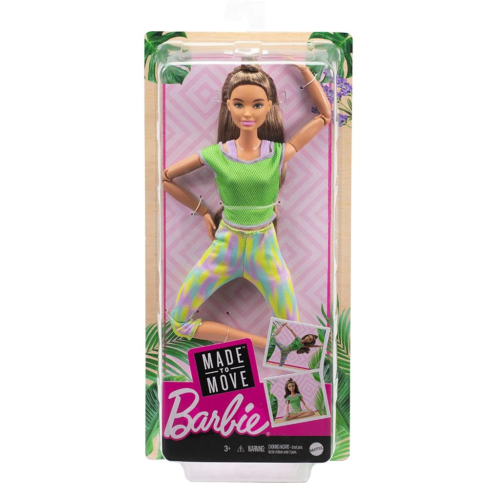 Mattel Bambola Barbie Snodata Made To Move, 22 Articolazioni Flessibili, Castana Sportiva