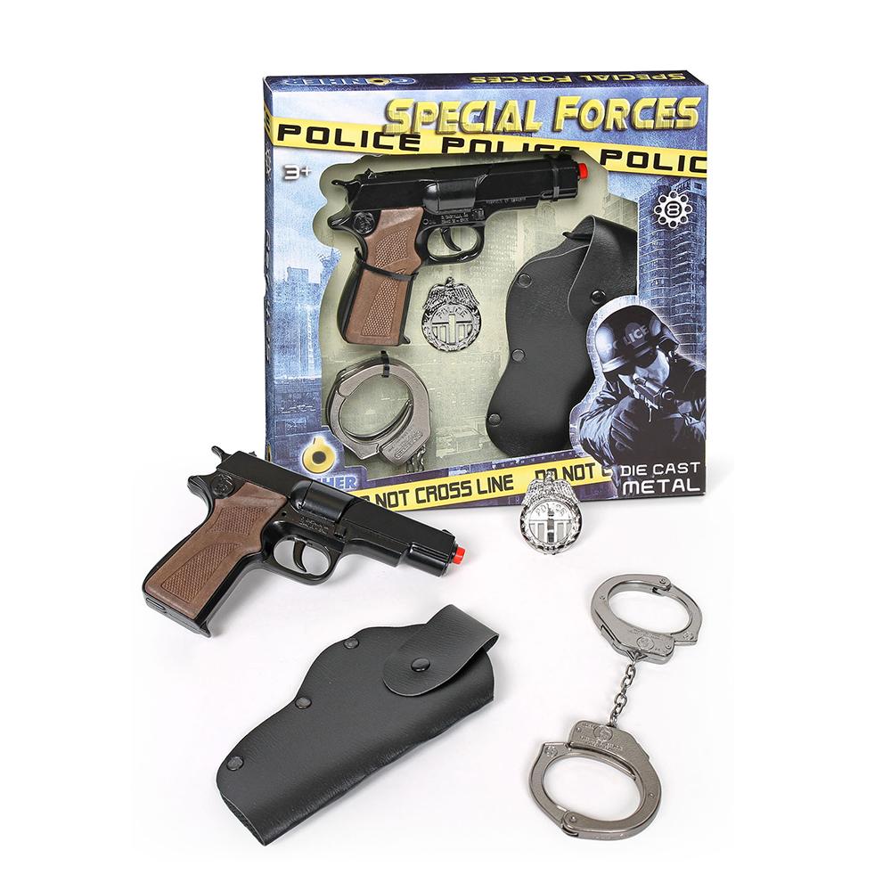 Gonher Pistola Giocattolo In Metallo Con Tamburo 8 Colpi, Polizia