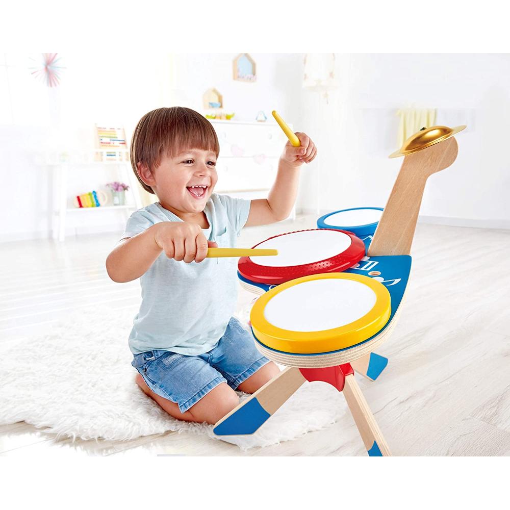 Hape Set Tre Tamburi Con Piatto Per Bambini Dai 3 Anni