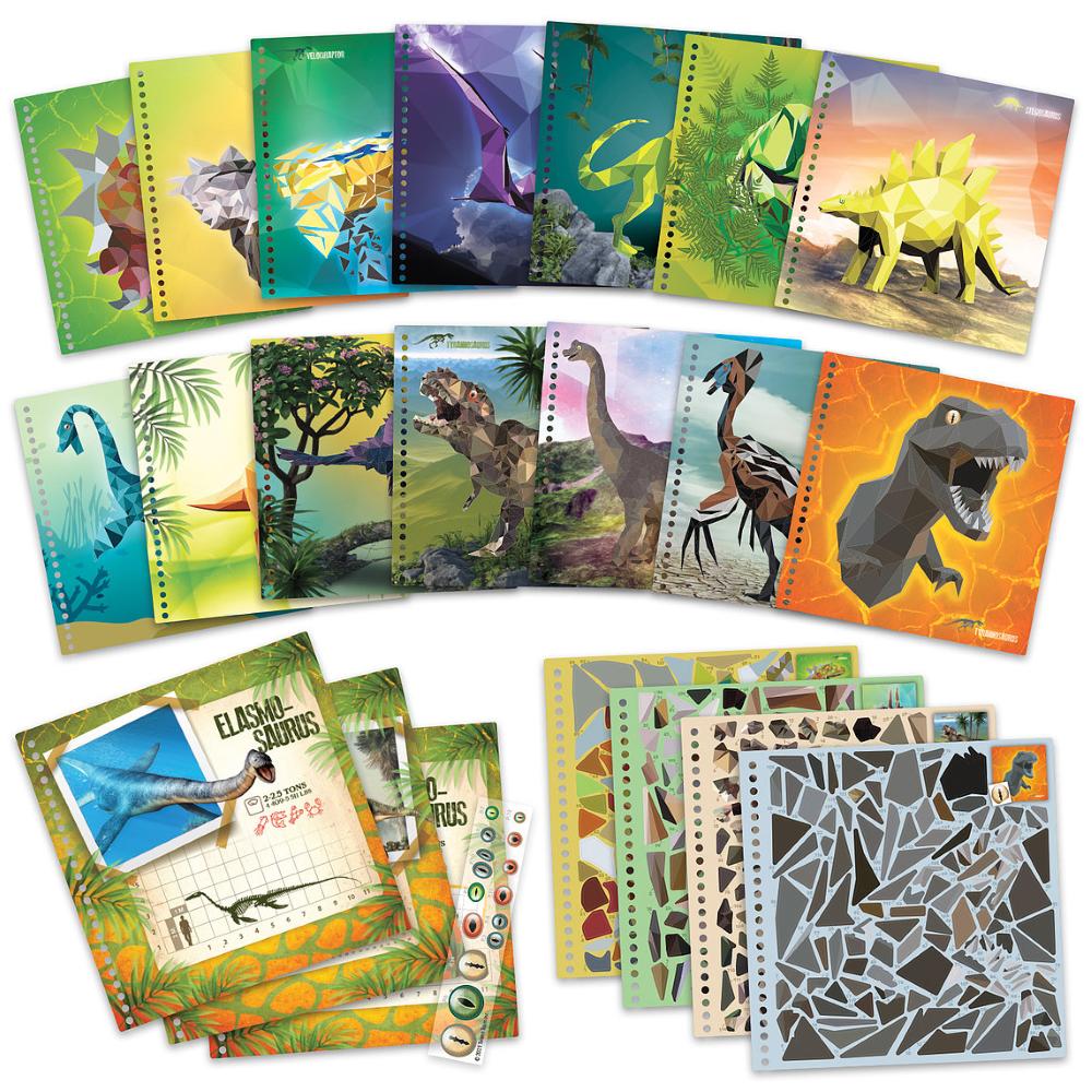 DinosArt Sticker By Number, 14 Immagini Da Creare Con Adesivi Tema Dinosauri