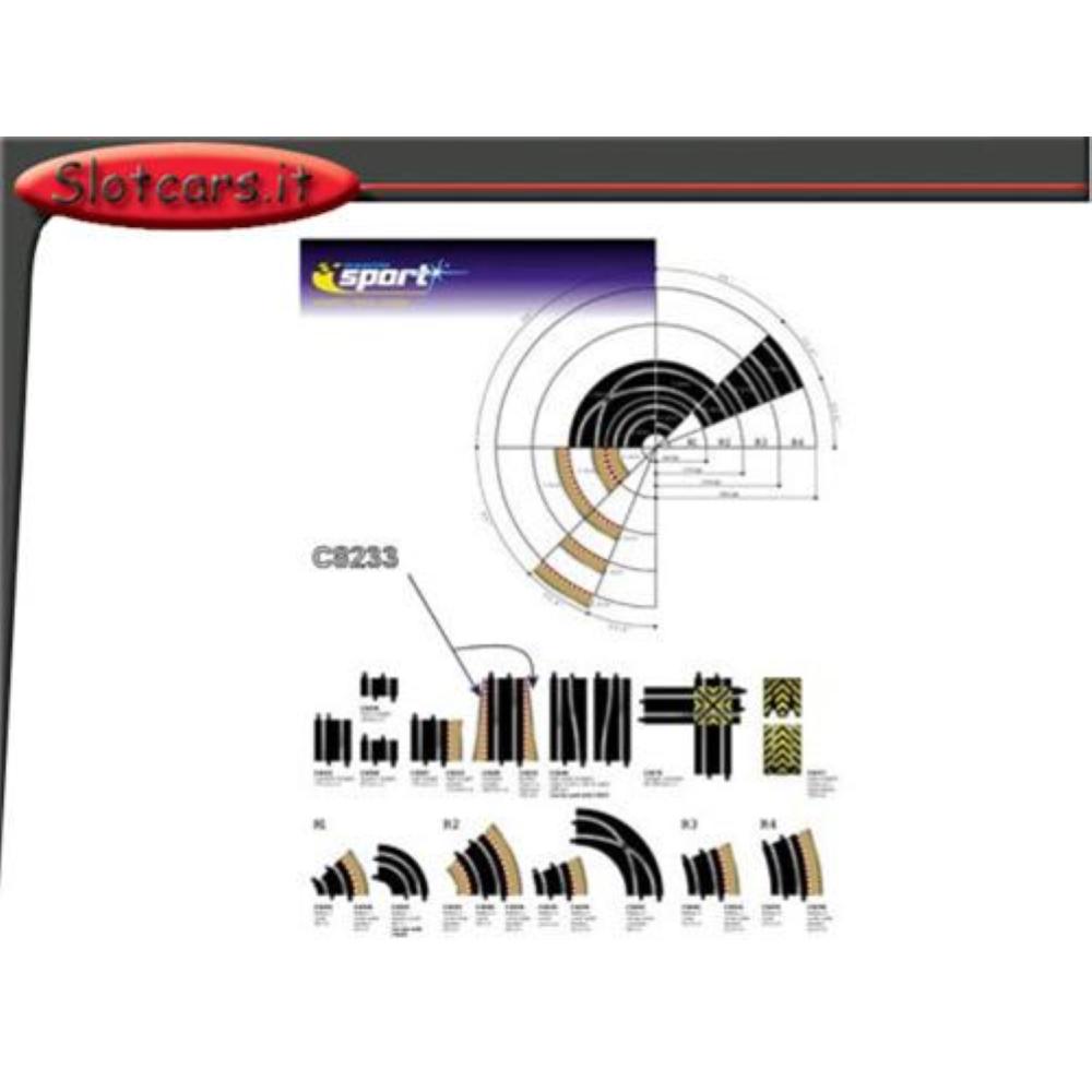 Scalextric Sport, Cordolo int est rettilino standard 350mm -C8233-