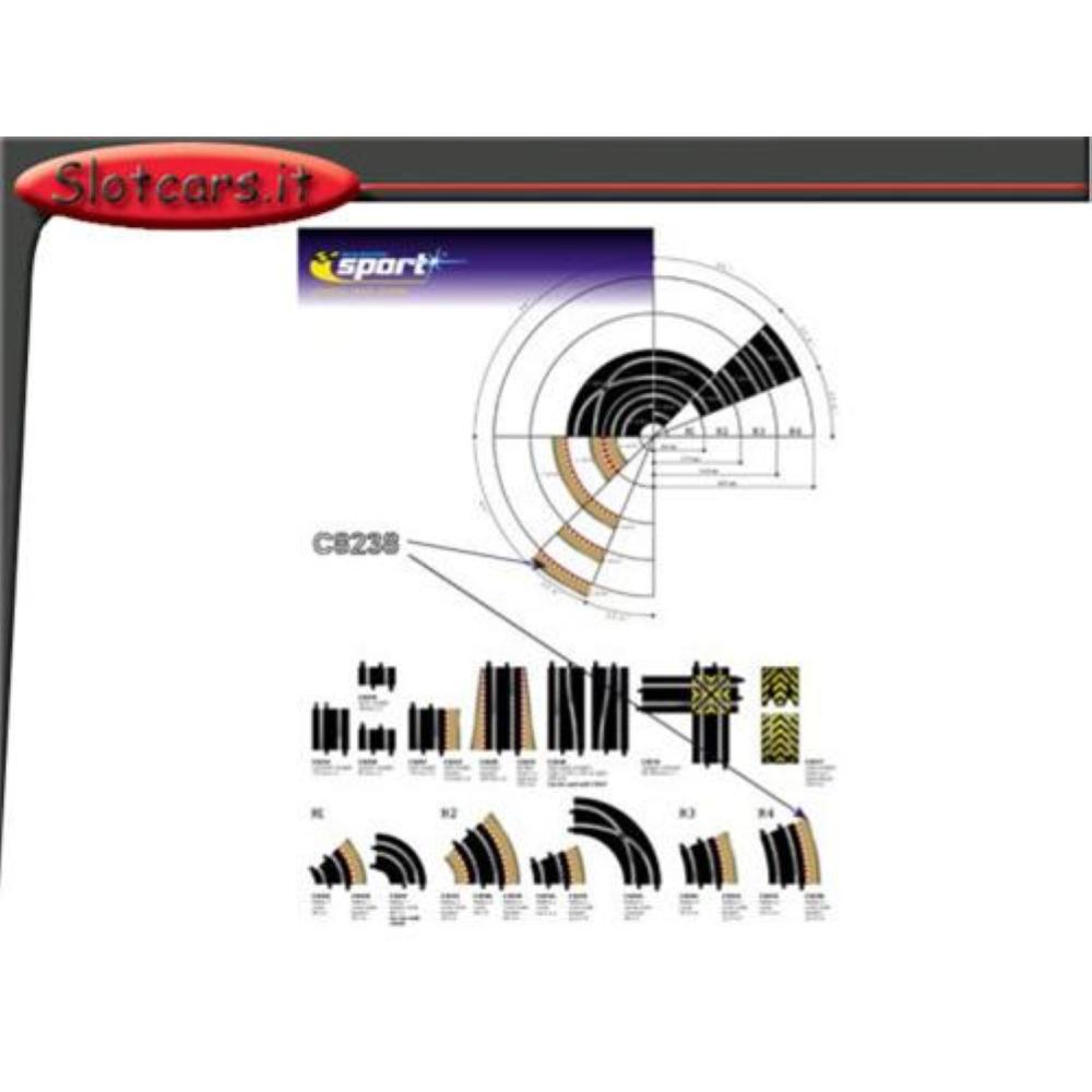 Scalextric Sport, Cordolo esterno per curva raggio 4 -C8238-