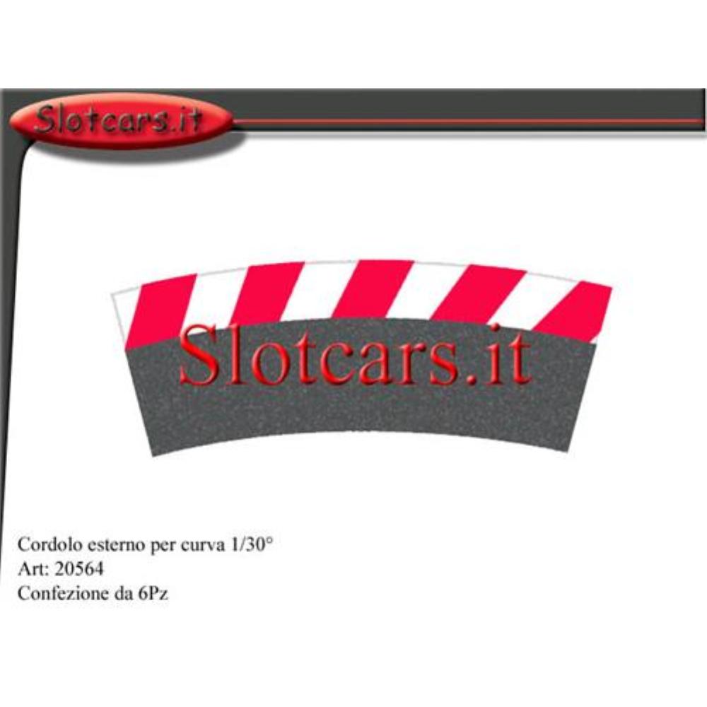 Carrera Evolution 32, Cordoli esterni per curve paraboliche 1/30° (6) più terminali (2) -CA20564-