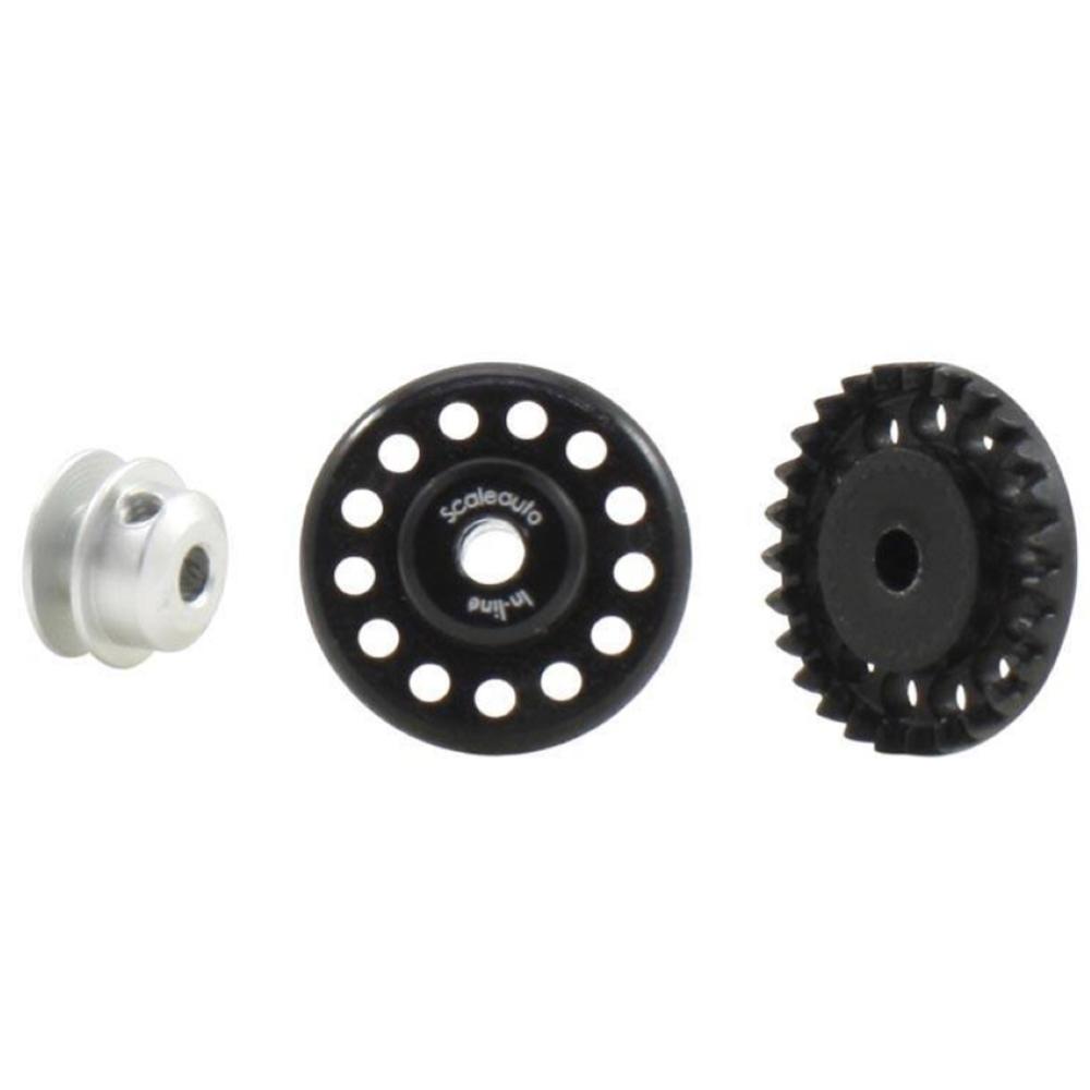 Scaleauto, Corona in linea 27 denti Black Mozzo regolabile in ottone -SC1113-