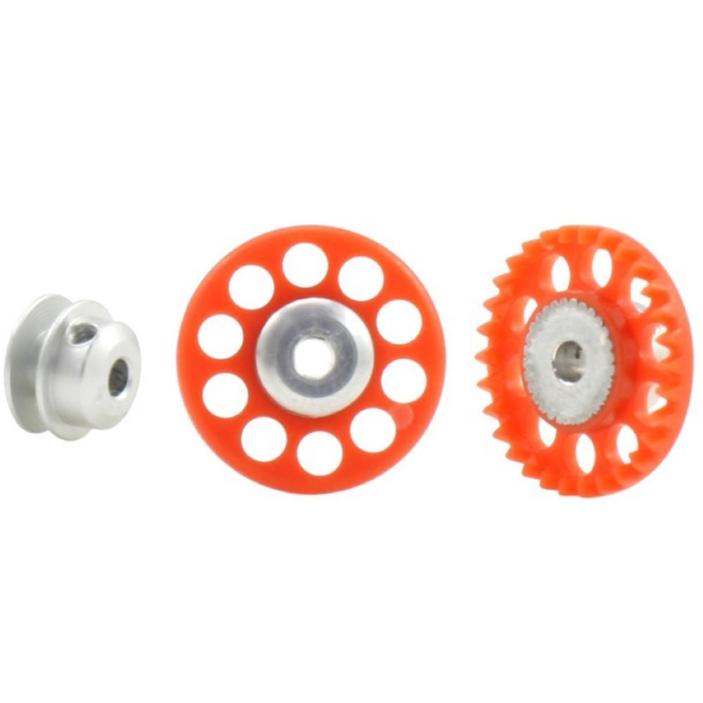 Scaleauto, Corona in linea 30 denti Red Mozzo regolabile in alluminio -SC1100-