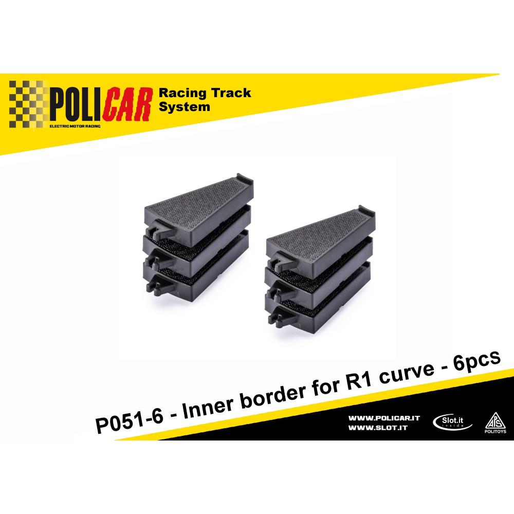 Policar, Bordo Interno Curva R1 45° Nero 6pcs -P051-6-