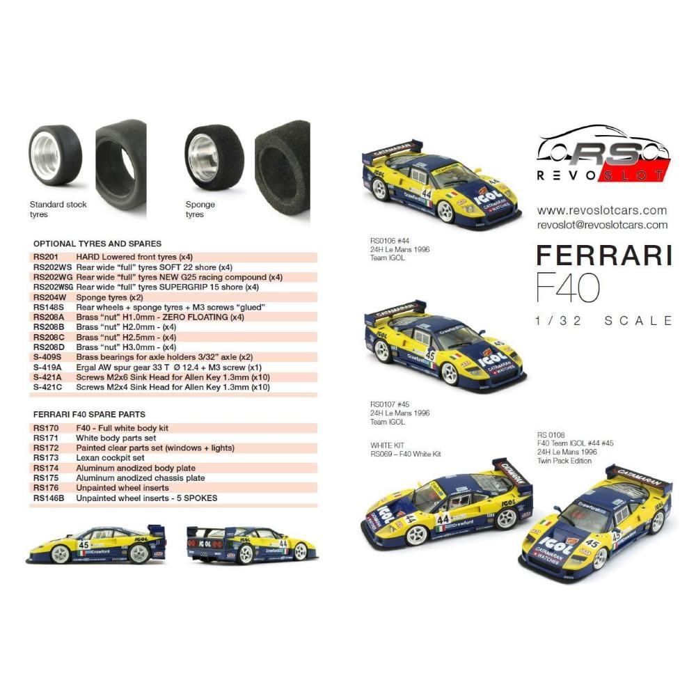 Revo Slot, Ferrari F40 Team Ennea Igol, 24h Le Mans 1996, N.45 -RS0107-