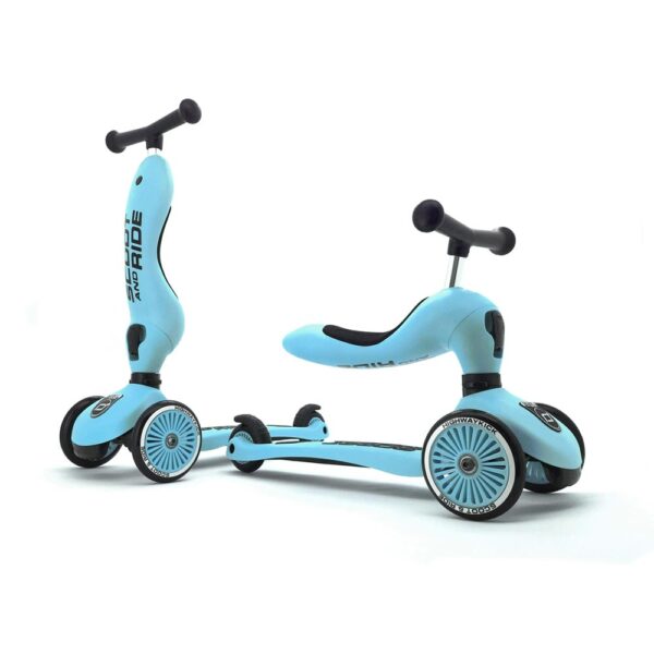 Scoot and Ride Highwaykick 1,Monopattino 3 Ruote Trasformabile 2 in 1, Blu - Blueberry