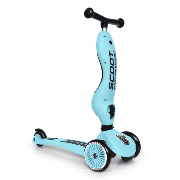 Scoot and Ride Highwaykick 1,Monopattino 3 Ruote Trasformabile 2 in 1, Blu - Blueberry