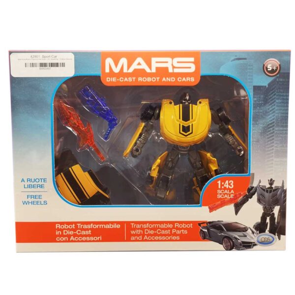 Mars Auto Robot Transformer Scala 1:43, Sport Car - Colore Casuale