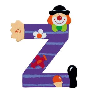 Trudi Sevi Lettera, Z, in Legno Spessore 6 mm, Colore Di Base Viola, Img Clown