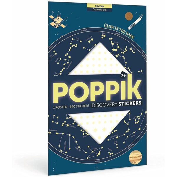 Poppik Poster Con 640 Stickers Planetario, Discovery Glow In The Dark