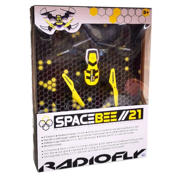 Radiofly Drone Radiocomandato 21 Cm, 2,4 Ghz Multifunzione, Spacebee