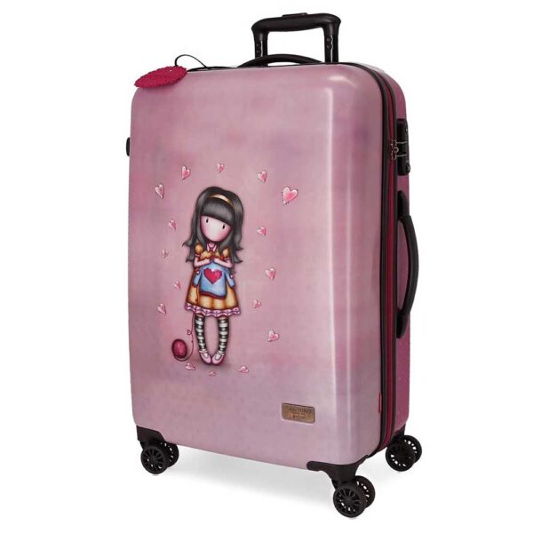 Santoro London, Trolley ABS Grande Rosa 67 Cm 4 Ruote Piroettanti, Gorjuss For My Love