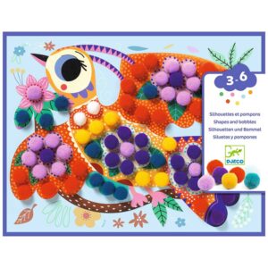 Djeco Collages Dogs To Stroke, Crea Collage Pompon Per Bambini Da 3-6 Anni