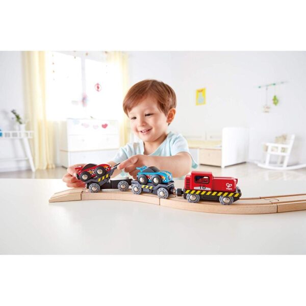 Hape Treno Locomotore Con Carrozze Trasporto Auto Da Corsa