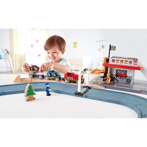Hape Treno Locomotore Con Carrozze Trasporto Auto Da Corsa