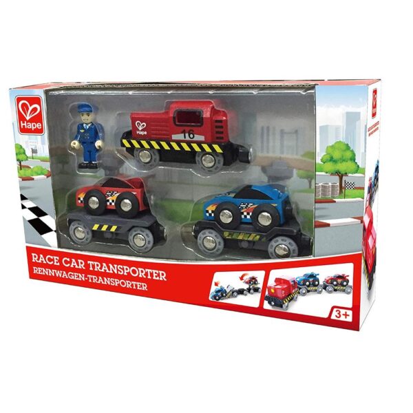 Hape Treno Locomotore Con Carrozze Trasporto Auto Da Corsa