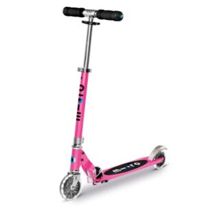 Micro Monopattino Pieghevole, Portata 100Kg, Sprite Led Rosa