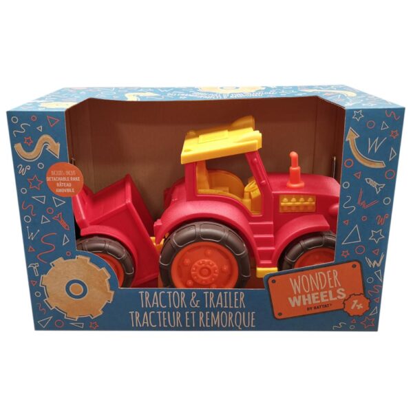 B Toys Trattore Rosso Con Rimorchio, Super Resistant Per Bambini Dai 12 Mesi