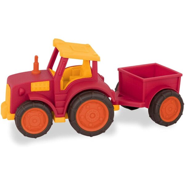 B Toys Trattore Rosso Con Rimorchio, Super Resistant Per Bambini Dai 12 Mesi
