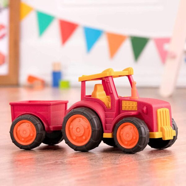 B Toys Trattore Rosso Con Rimorchio, Super Resistant Per Bambini Dai 12 Mesi