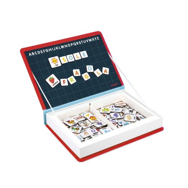 Janod Gioco Didattico Magnetico, Contenitore a Libro, Tema Alfabeto Italiano