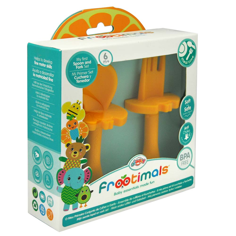 Kids Set Posate In Silicone Orangefly Frootimals