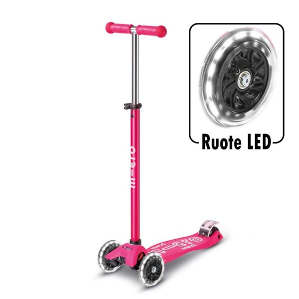 Micro Monopattino 3 Ruote Maxi Micro Deluxe Rosa LED