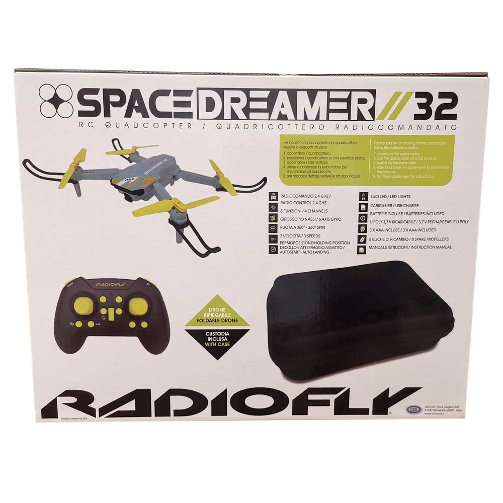 Radiofly Drone RC 32 Cm, 2,4 Ghz Ripiegabile Con Custodia, Space Dreamer 32
