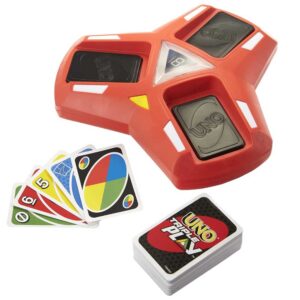 Mattel UNO Triple Play, Con Porta-Carte, Luci LED e Suoni