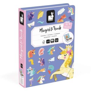 Janod Gioco Didattico Magnetico, Contenitore a Libro, Tema Unicorno