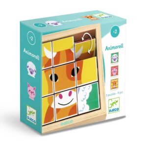 Djeco Puzzle 9 Blocchi In Legno Per Bambini Dai 2 Anni, Animoroll