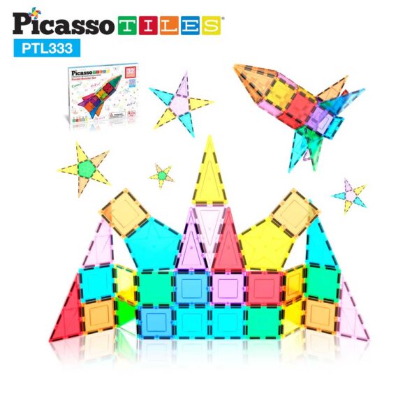 PicassoTiles Giocattolo Razzo Magnetico 32 Pezzi - Gioco STEM per Bambini
