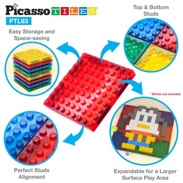 PicassoTiles Set di Costruzione Magnetico e Mattoncini 63 Pezzi - Gioco STEM per Bambini