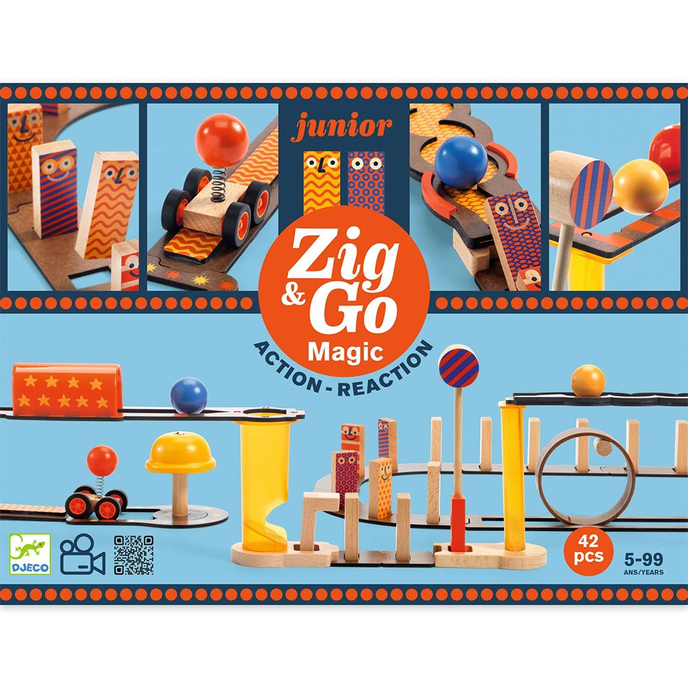Djeco Zig & Go Junior - Magic - 42 Pezzi Un Gioco di Costruzione e Reazione a Catena Magica!