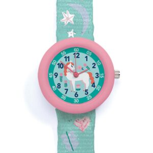 Djeco Orologio Da Polso Per Bambini Dai 3 Anni, Cassa Rosa Cavallo