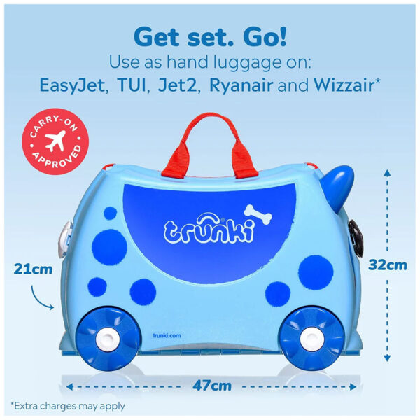 Trunki Valigia Cavalcabile Con Ruote, Dog Il Cane Azzurro