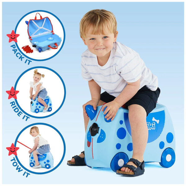Trunki Valigia Cavalcabile Con Ruote, Dog Il Cane Azzurro