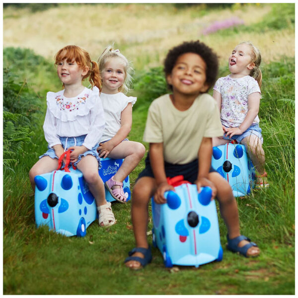 Trunki Valigia Cavalcabile Con Ruote, Dog Il Cane Azzurro