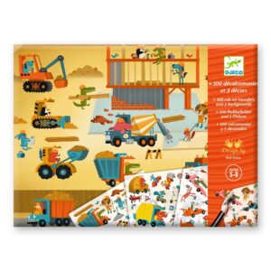 Djeco Kit Creativo Il Cantiere - Decalcomanie e Scenari da Decorare