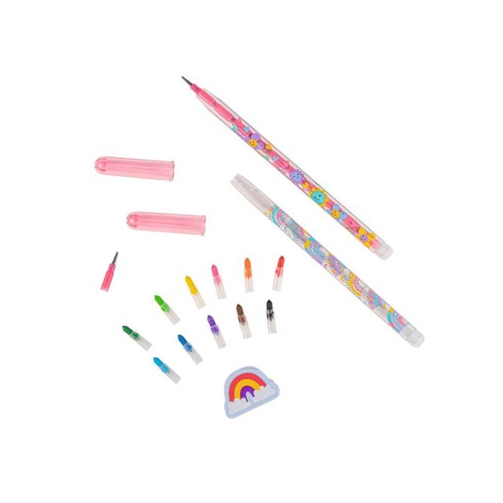 Moses, 2 in 1 Matita e Pastello a Cera Con Gomma Arcobaleno, Soggetto Casuale