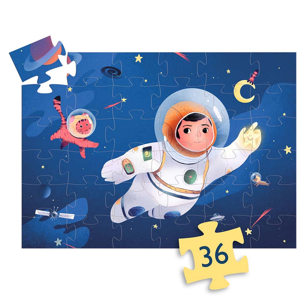 Djeco Puzzle Per Bambini 36 Pz, Un Astronauta Sulla Luna
