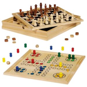 Dal Negro Top Games 36x36 Cm, Scacchi Dama Tria backgammon In Legno