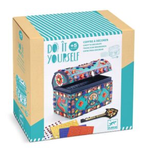 Djeco Scrigno Super Tesoro da Decorare Mosaici Metallizzati, Strass e Doppio Fondo Segreto