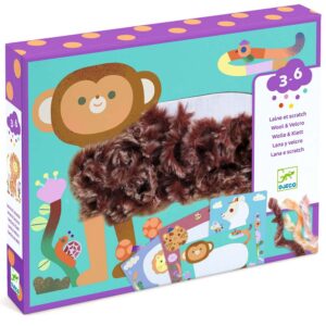 Djeco Lana e Scratch - Kit Creativo A Tutto Pelo Per Bambini 3-6 Anni