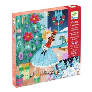 Djeco Schiaccianoci - Kit Creativo 4 in 1 con Decalcomanie, Fiori di Carta e Strass